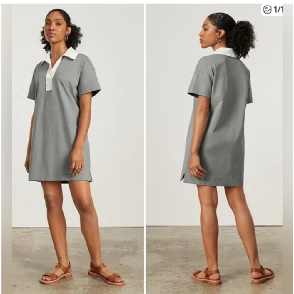 Everlane NWOT Women’s Green‎ and White Polo Rugby Shirt Dress